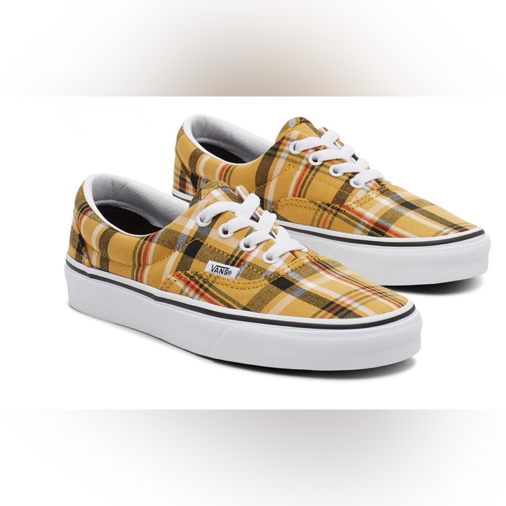 Vans Yellow Plaid Era Low Top Sneakers Unisex Size Women 7.5 Men 6 Classic Skate